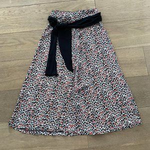 Zara Leopard Midi Skirt with Black Sash (XS)